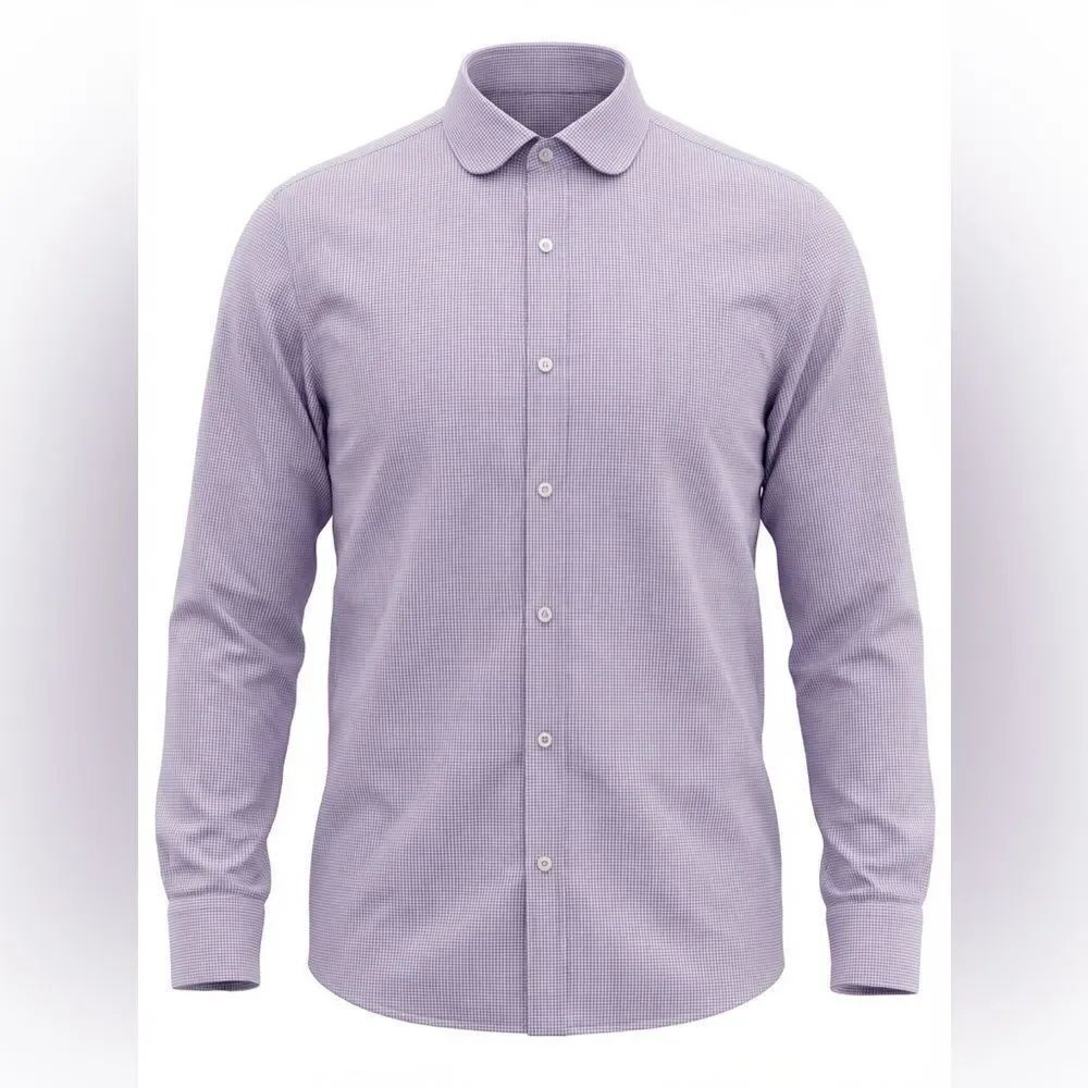 HUGO BOSS MENS BUTTON DOWN SHIRT PURPLE CHECK SIZE L